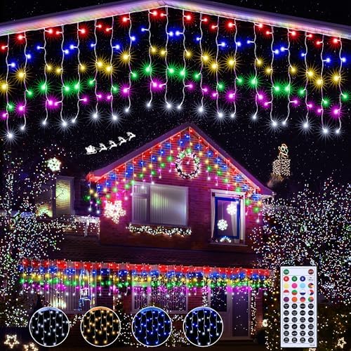Lomotech 35Ft RGB Color Changing Icicle Lights - Waterproof Christmas Lights with Remote for Holiday, Wedding, Party, Eaves, Outdoor & Indoor Decorations (Non-Connectable) by Lomotech