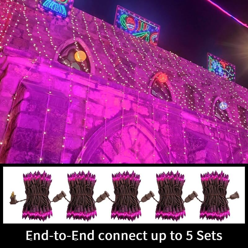 LAMPHOME Purple Halloween Lights Indoor Outdoor, 19.6ft 100 Count Christmas String Lights Plug in for Christmas Tree, Bedroom Garden Party Xmas Decorations - Image 4