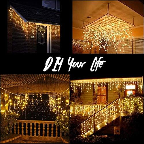 Toodour Christmas Icicle Lights Outdoor, 360 LED 29.5ft 8 Modes Fairy Icicle String Light with 60 Drops, Led Christmas Lights Twinkle for Holiday, Party, Wedding, Eaves, Xmas Decorations (Warm White) - Image 5