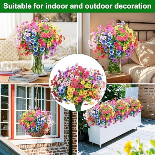 Ouddy Decor 24 Pcs Artificial Flowers for Outdoors Decorations, Multicolor - Image 4