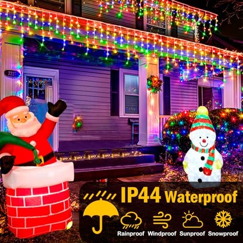 Color Changing Christmas Lights, 2 Pack Total 98FT 960 LED Ice Lights for Outside with 180 Drops, 11 Modes Warm White to Multicolor Ice String Lights for Christmas Eaves Party Decorations - Image 4