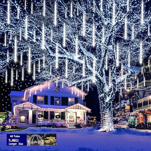 Purtuemy Outdoor Christmas Lights 40 Tube Meteor Shower Rain Lights by Purtuemy