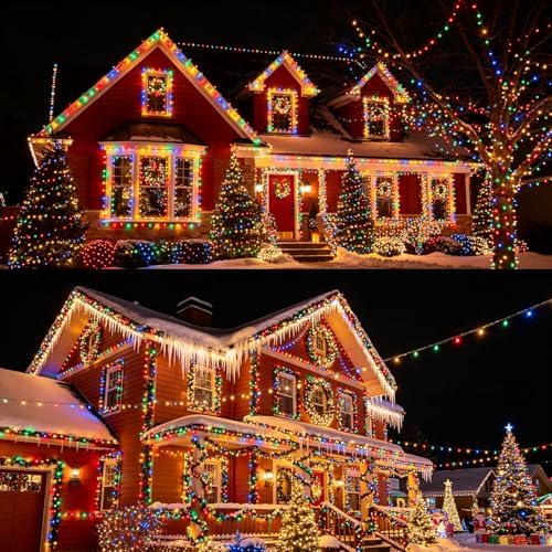 LJLNION 300 LED String Lights Outdoor Indoor, Extra Long 98.5FT Christmas Lights, 8 Lighting Modes, Plug in Waterproof Fairy Lights for Wedding Party Bedroom Decorations (Multicolor) - Image 2