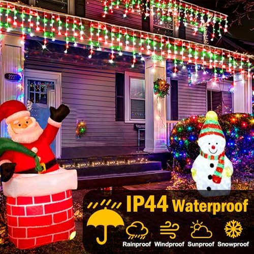 Christmas Lights, 49FT 480 LED Ice Lights for Outside House Clear Wire Twinkle Light with 8 Modes Timer Waterproof for Christmas Party Tree Holiday Patio Yard Home Decor(Red Green and Cool White) - Image 3