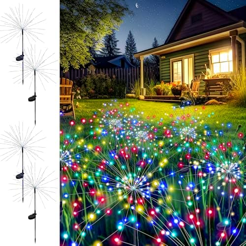 GIGALUMI 4 Pack Solar Firework Lights Outdoor, Garden Decor, Multicolored by GIGALUMI