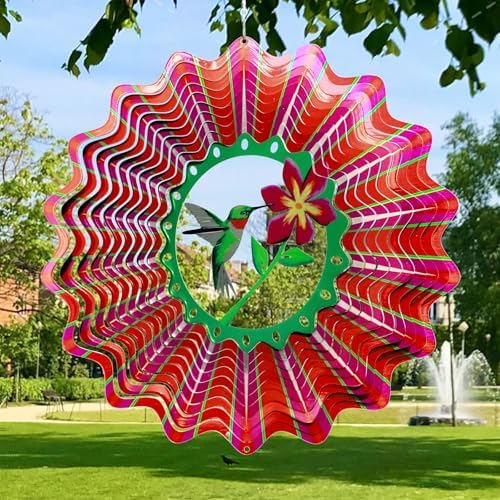 Ruby-Throated Bird Wind Spinner, Hummingbird Wind Spinners - Image 6