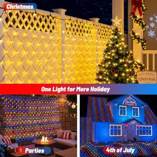 Solar Christmas String Lights Outdoor, 6FT x 4FT 128LED Christmas Net Light - Image 5