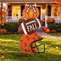 3 Pcs Fall Football Pumpkin Metal Yard Stake Pumpkin Decoration by Otoolling