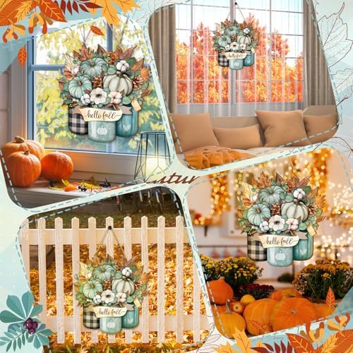 Boao Blue Hello Fall Door Decorations for Home Thanksgiving Decor - Image 5