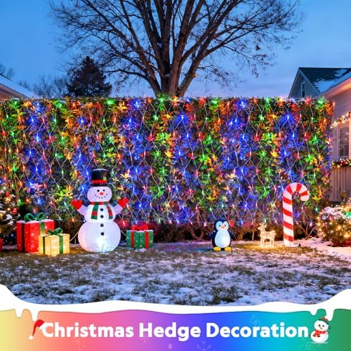 JMEXSUSS 200 LED Christmas Net Lights Plug in, 8 Modes 9.8ft x 6.6ft Net Lights Outdoor Mesh Light, Waterproof Bush Light for Outside Garden Lawn Yard (Multicolor) - Image 2