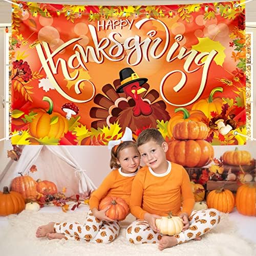 Large Thanksgiving Banner Decorations Outdoor 72x44 Inch,Turkey Maple Leaf Pumpkin Decorations Gifts for Indoor Home House Decor Party Supplies,Yard Sign Background for Photography - Image 5