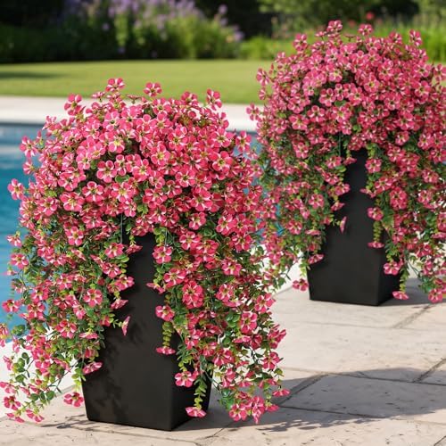 8 Bundles 29.5" Artificial Hanging Silk Flowers for Front Door(Rose Red) by VIERENA