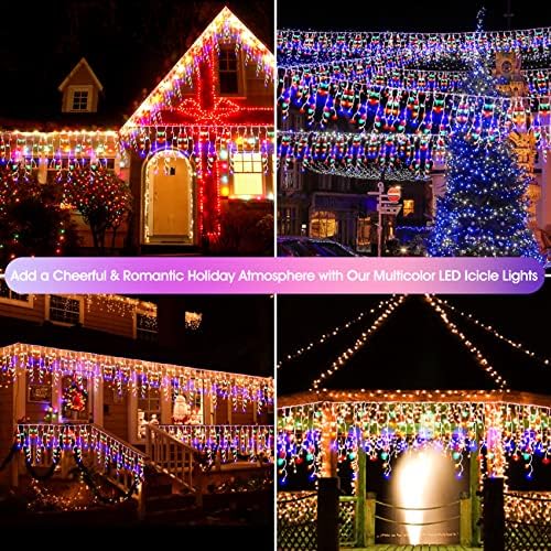 Christmas Icicle Lights Outdoor,640 LED 65.6 FT 8 Modes with Remote Control, Curtain Fairy String Lights for Christmas Decorations Holiday Wedding Party Eaves Window Yard Indoor (Multicolor) - Image 6