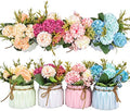 Artificial Flower Plants – Mini Fake Hydrangea Flowers in Pot for Home Decor Party Wedding Office Patio Table Desk Decoration, Set of 4, Size: 3.3''(Diameter) x 5.5''(Tall) by XONOR