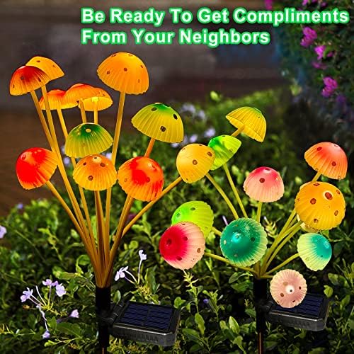 Solar Garden Lights Decorative,2 Pack 24LED Solar Powered Mushroom Lights Outdoor, Gifts for Women Birthday Mothers Day, Mushroom Flower Light Yard Decor Outside Waterproof for Lawn Porch Patio - Image 6