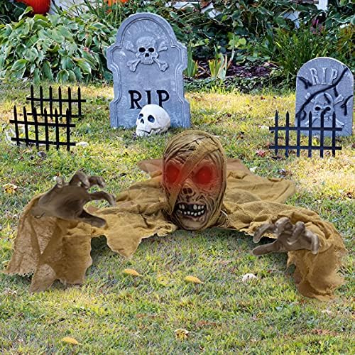 JOYIN Halloween Zombie Groundbreaker Outdoor Decoration, Zombie Groundbreaker with Light-up Eye and Creepy Sound (IR Sensor Activated) for Halloween Outside, Lawn, Graveyard Decor, Haunted House Props - Image 7