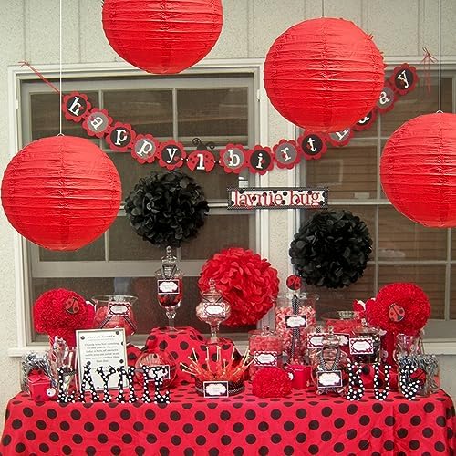BEISHIDA 10 Inch Red Paper Lanterns 6 Packs Hanging Round Chinese Lantern - Image 4
