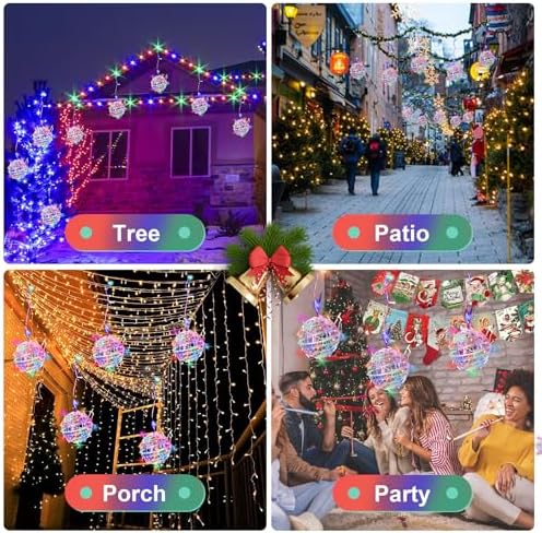 Baung Christmas String Lights Outdoors,4 Pack 7.98" Sphere Ball Tree Garden Globe Lights for Home, Party, Christmas, Porch Patio,Wedding, Garden,Tree Decoration with Memory Function Plug - Image 6