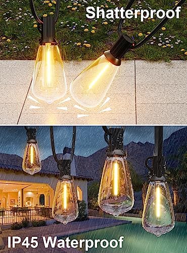 GPATIO Outdoor String Lights, 60FT Waterproof Patio Lights with 32 Hanging Globe ST38 Bulbs, 2700k Shatterproof for Backyard Gazebo Porch Garden Commerical Outside Decor - Image 5