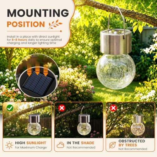 GIGALUMI Solar Lights Outdoor Hanging Lantern Garden Decor for Outside 12Pc - Image 6