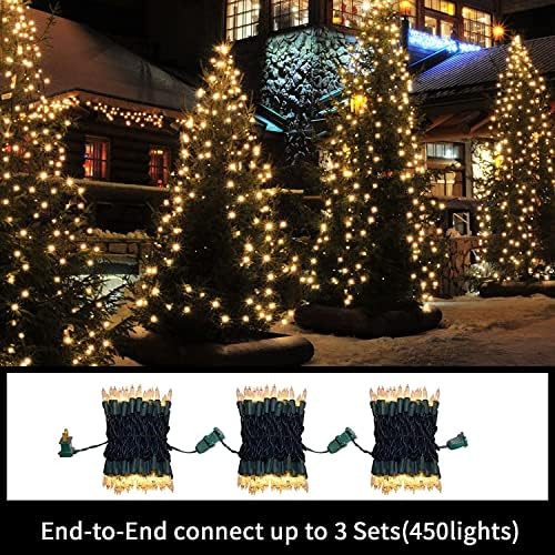 LAMPHOME Warm White Christmas String Lights 300 Count 63.8ft (2 Pack of 150L), Incandescent Mini Lights, Waterproof Outdoor Indoor Clear Christmas Lights for Xmas Tree Garland Holiday Decor - Image 6