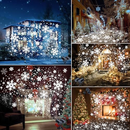 Toodour Snowflake Christmas Projector Lights Outdoor, Double Head Dynamic Snowflake Projector Lights with Timer, Waterproof Holiday Decorative Lighting- Christmas Light for Yard Wall Indoor Xmas Decor - Image 6