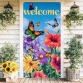 Front Door Covers Decorative, Spring Flower Design Door Curtain 70.8 x 35.4 Inch for Porch Outdoor Indoor Home Decor (Colorful-238) by AOHMPT