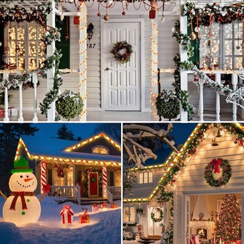 Toodour Christmas Candy Cane Lights, 50ft 360 LED Candy Cane Rope Lights Outdoor with 8 Modes, Connectable, Timer, Waterproof White & Red Christmas Light for Garden Patio Bedroom Party Xmas Decor - Image 6