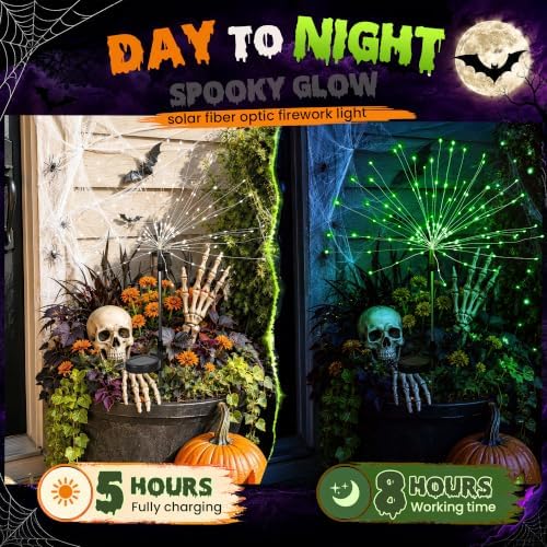 PEVOROS Solar Firework Fairy Garden Lights Outdoor, Green, 4 Pack - Image 3