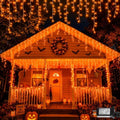 YEGUO 33ft 400 LED Orange Halloween Lights, Connetable Icicle Light Outdoor Waterproof, 8 Modes Christmas Lights Indoor Plug in for Thanksgiving House Patio Fall by YEGUO