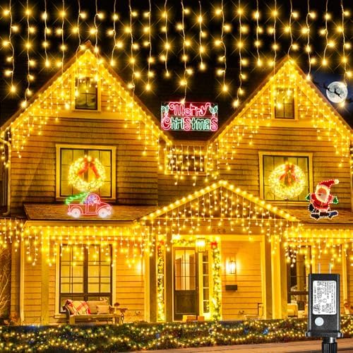 66FT 640 LED Icicle Lights for Outside, Warm White Christmas Lights by XmasBokeh