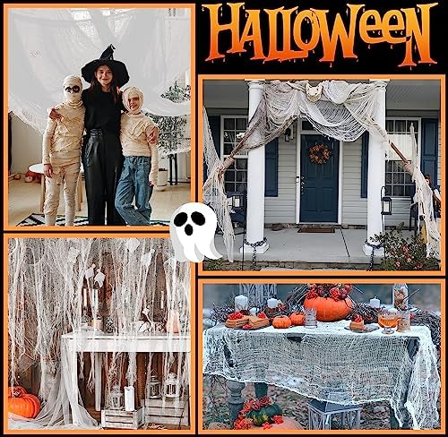 500"x 59" Halloween Spooky Cloth, White Large Size Halloween Creepy Cloth - Image 7