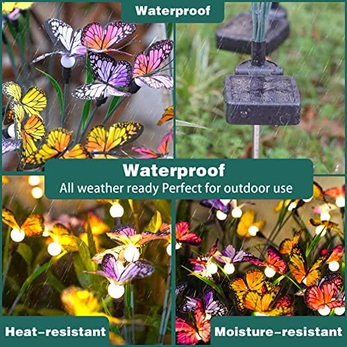 TONULAX Solar Garden Lights - 2 Pack Swaying Butterfly Light, Swaying in The Wind, Solar Outdoor Lights, Yard Patio Pathway Decoration, High Flexibility Iron Wire & Realistic Butterflies - Image 4