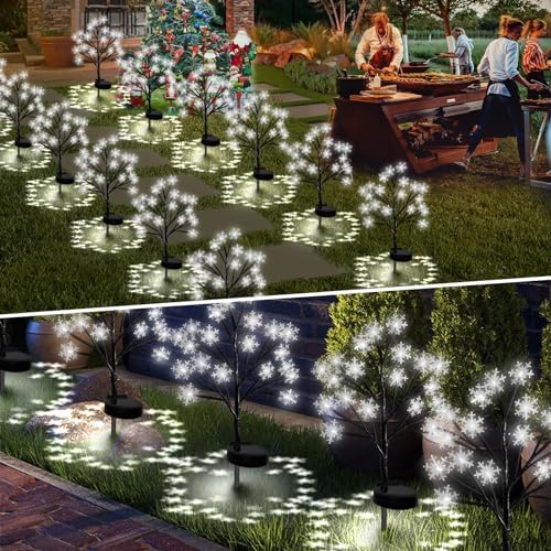 Upgrade Snowflake Solar Christmas Lights Outdoor - 2PACK 40LED Snowflake Pathway Lights for Outdoor Christmas Decorations,Waterproof Solar Garden Lights for Yard Xmas Party Decor(Cool White) - Image 4