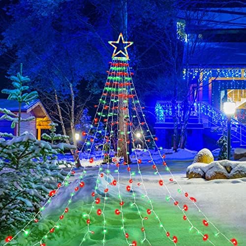Christmas Lights Outdoor, 320 LED 8 Light Modes Outdoor Christmas Decorations, Plug-in Waterproof Christmas String Lights for Yard, Garden, Party, Holiday, Xmas Decor - Red & Green - Image 4