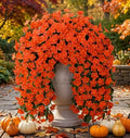 Artificial Fake Fall Hanging Flowers Plants for Outdoor Outside, 2PCS Faux Silk Orange Daisy Mums Trailing Vines UV Resistant Realistic Orchid for Autumn Front Door Porch Planter Patio Garden by HyeFloraartificialflowers