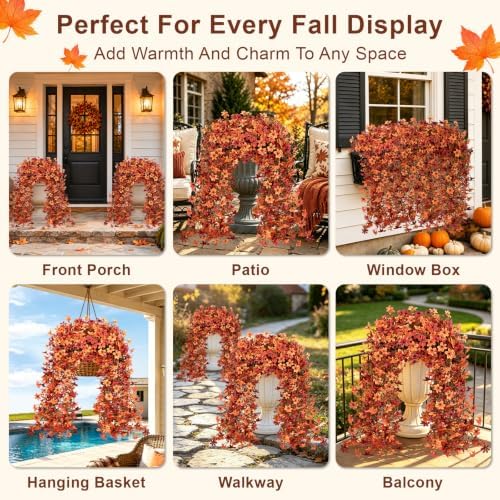 Artificial Hanging Flowers for Outdoors, 4 PCS 688-Bloom UV Resistant Mums - Image 6