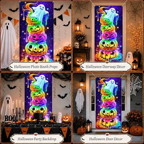 35.4" x 70.8" Halloween Door Cover, Haunted House Front Door Decor - Image 5