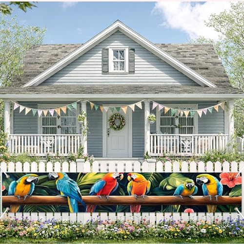 BlissYard Tropical Parrot Banner Garden Macaw Decor 118 x 20 Inch - Image 5