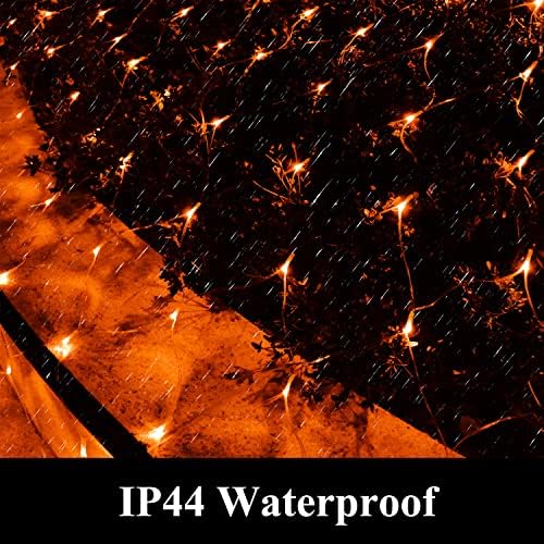LED Net Light Fall Decor Mesh Lights, 240LED Tree Warp Fairy Lights Outdoor Hanging String Light for Home, Bedroom, Christmas, Garden, Walkway, Bushes,Halloween Decor-9.8ft x 6.6ft(Orange) - Image 3
