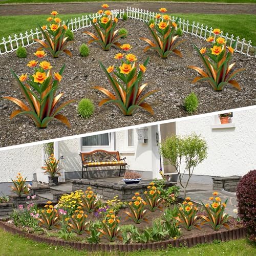 TOMBABY Huge Metal Agave Plants Outdoor Decoration Outdoor Garden Decorated with Flowers Mexican Yard Art Plant Garden Gift (Green 1 Pack) - Image 6