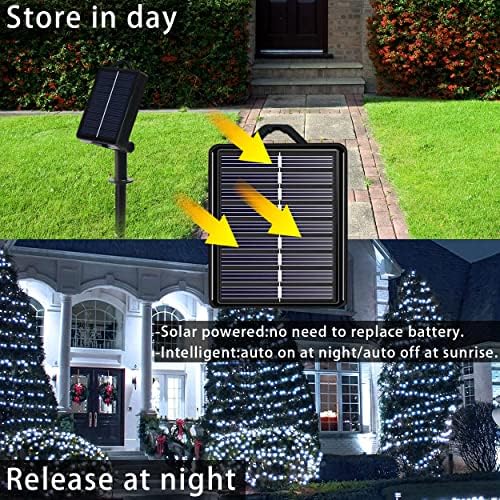 Solar Christmas String Lights, Cool White 200Led Outdoor Waterproof - Image 4