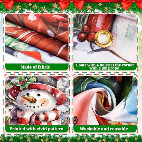 Christmas Door Cover Snowman Decoration Xmas Large Photography Background Banner Porch Sign for Winter Indoor Outside Front Door Banner Farmhouse Party Supplies 6 x 3 Feet - Image 2