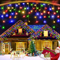 XURISEN 66ft 640 LED Christmas Lights Outdoor with 120 Drops, 8 Modes Curtain Fairy Lights Plug in Waterproof Timer Memory Function String Lights for Christmas Holiday Wedding Party Decor(Multicolor) by XURISEN