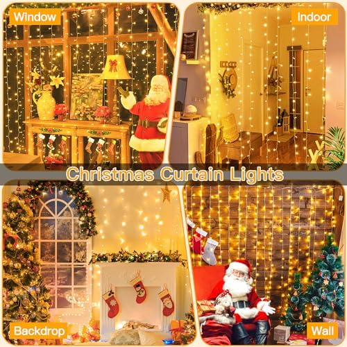 Ollny 2 Pack Curtain Lights, 400LED 6.6x6.6ft Fairy Lights with Remote - Image 2
