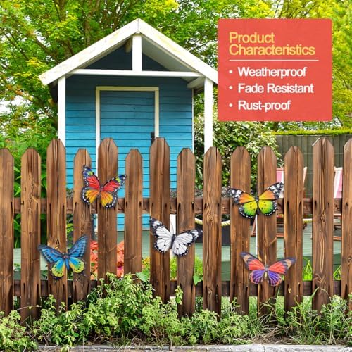 EOORAU 5 Pack Metal Butterfly Wall Hanging Decor for Outdoor - Image 2