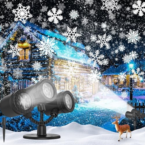 Christmas Snowflake Projector Lights Outdoor, 2024 Upgraded Snowflake Projector Dynamic Christmas Projector Lights Waterproof LED Snowfall Projector by Unknown