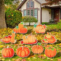 9-Pack Pumpkin Yard Signs with Stakes - 9 Assorted Designs 12 x 9.6 Inches Large Pumpkin Signs for Outdoor Garden and Lawn Decorations for Fall Autumn, Halloween, and Thanksgiving Harvest Party Favor by PhyLence