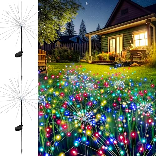 GIGALUMI 2 Pack Solar Firework Lights Outdoor, Garden Decor, Multicolored by GIGALUMI