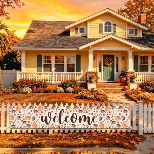Welcome Fall Banner Fall Football Banner Yard Party Outdoor Decor - Image 2